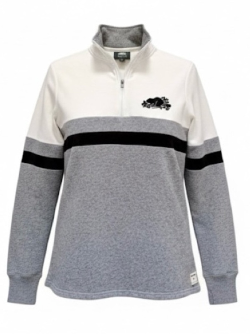 Roots Tri-Coloured Quarter Zip Logo Swearshirt Size Xsmall